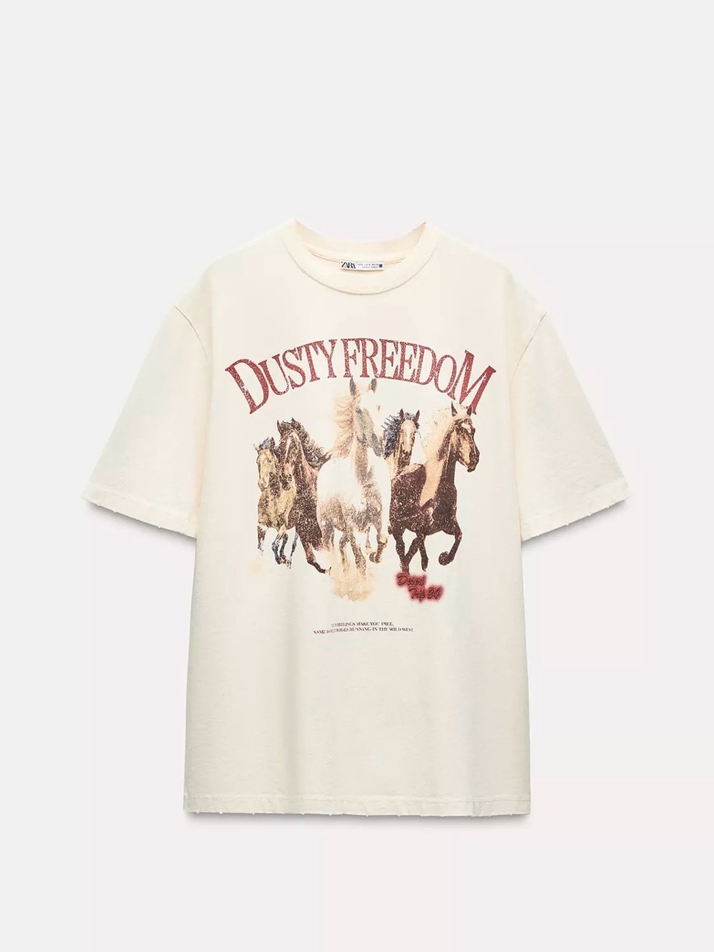 Zara Dusty Freedom Graphic Tee - Cream & Brown